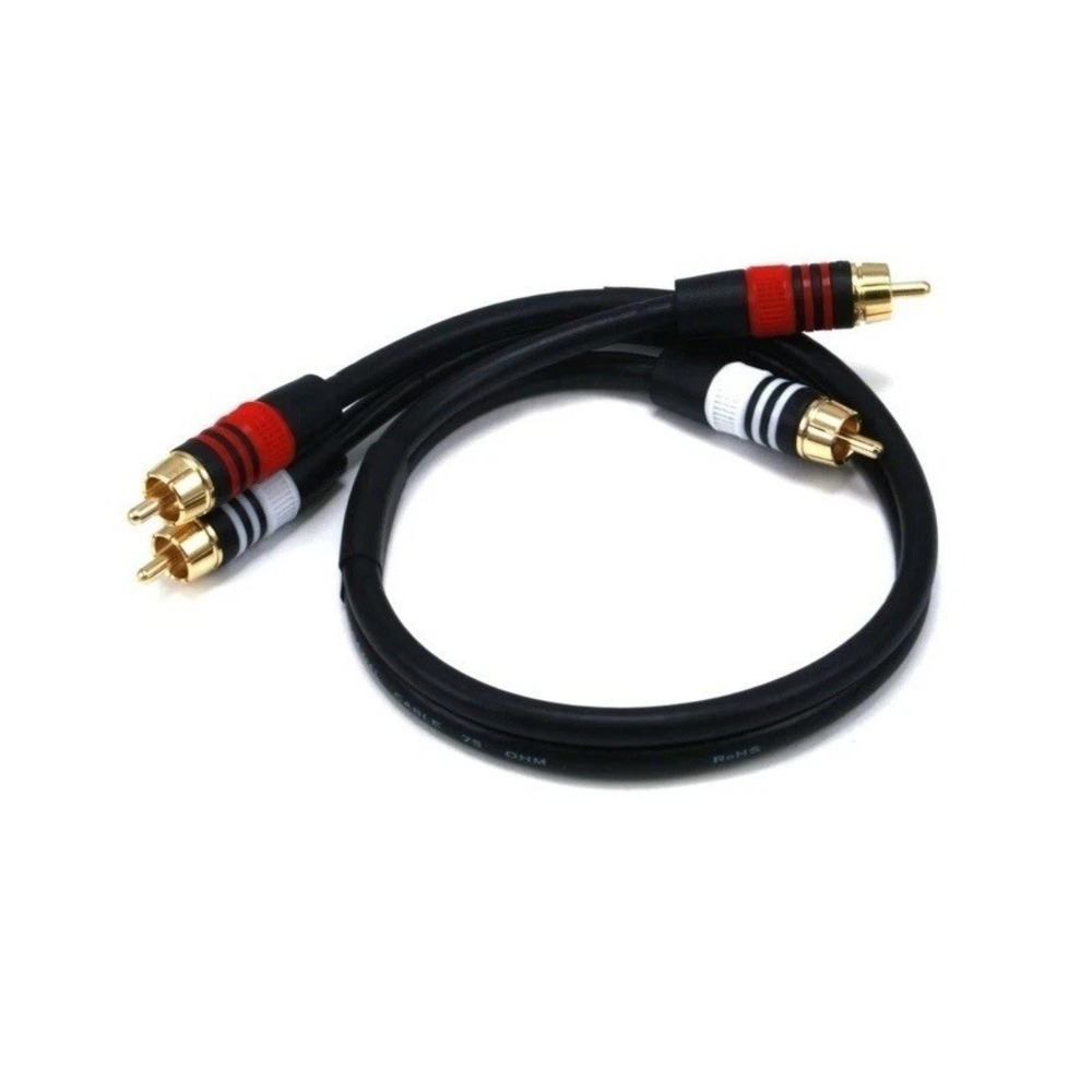 10 Monoprice 1.5ft Premium 2 RCA Plug/2 Plug M/M‎ 22AWG Cable - 1.5ft, Black